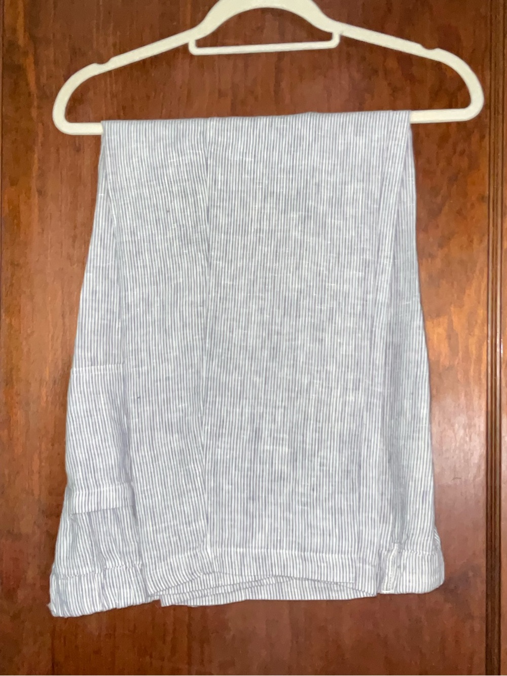 Quince Blue & White Pinstripe Camp-Collar Short Sleeve Top and matching Pant - Picture 4 of 5